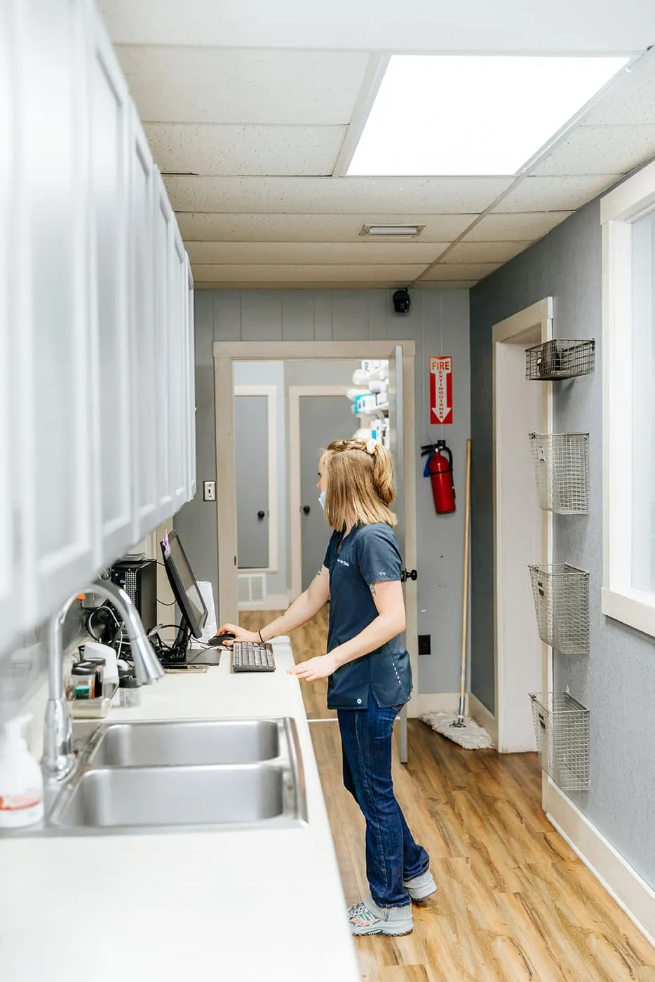 A team member working in the treatment area